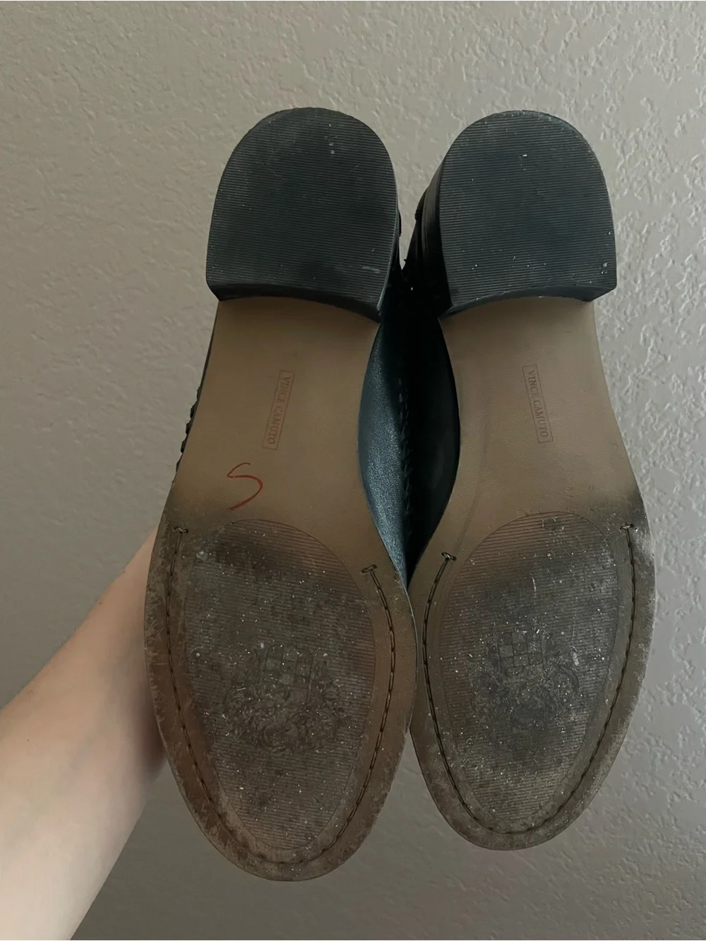 Vince Camuto Calie Black Woven Leather Penny Loafers Size 7.5